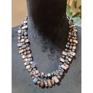 Women's Multicolor Beaded Double Strand Necklace With Lobster Claw Lock Elegant